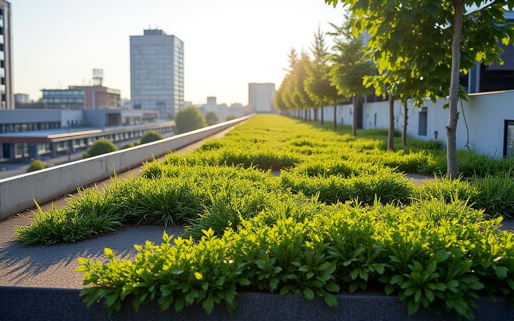 Green roof installation enhancing urban biodiversity